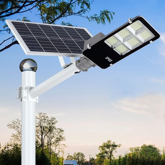 Lighteme 400 W Solar-Straßenlaternen für den Außenbereich, Dämmerung bis Morgengrauen, Solar-LED-Außenleuchte mit Fernbedienung, 6500 K Tageslichtweiß