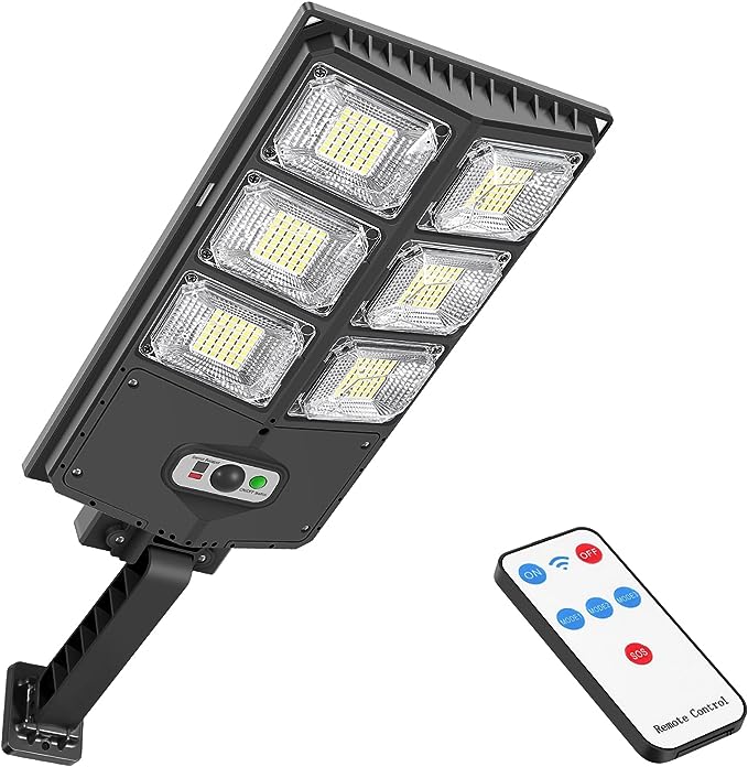 Lampes solaires Lighteme 150 W, 3 modes, applique murale solaire à LED avec détecteur de mouvement et télécommande, 8 000 lm