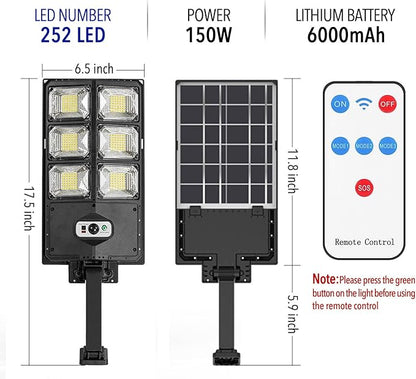 Lampes solaires Lighteme 150 W, 3 modes, applique murale solaire à LED avec détecteur de mouvement et télécommande, 8 000 lm
