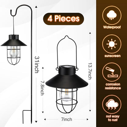 Lighteme Solar-Laterne zum Aufhängen mit Hirtenhaken, 78,7 cm 