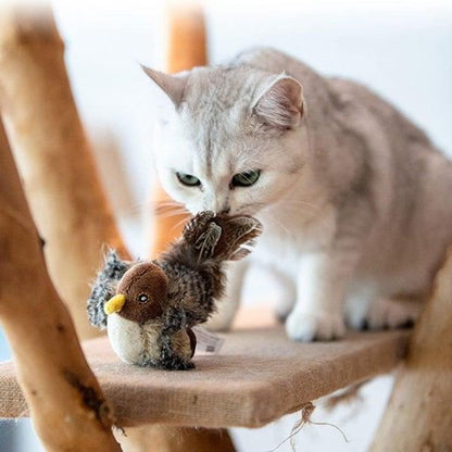 Lighteme Interaktives Katzenspielzeug mit zwitscherndem Vogel