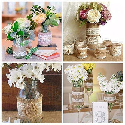 Lighteme Natural Burlap Lace Craft Ribbon Roll (6 types)