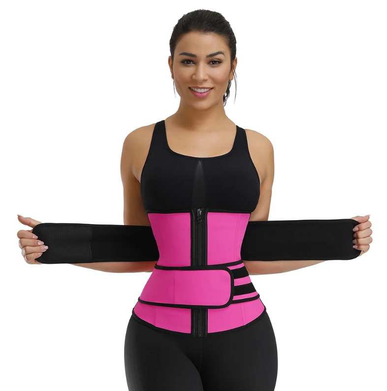 Ceinture de taille Lighteme Premium - Sangles Velcro à double compression et fermeture éclair de soutien !