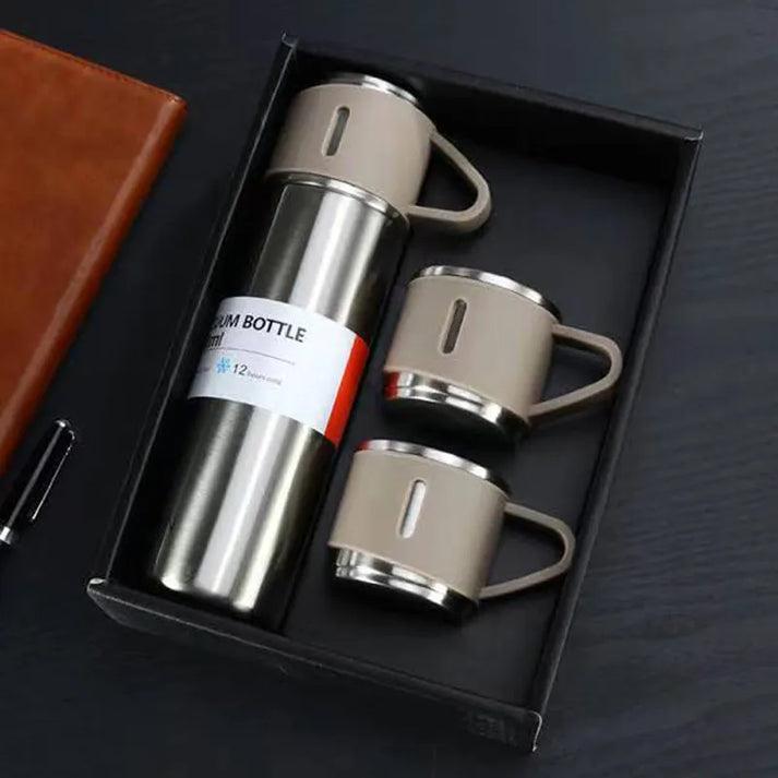Lighteme Edelstahl-Vakuum-Thermo-Reiseflasche und Becher-Set