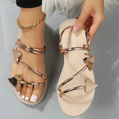 Lighteme – Flache Slide-Sandalen mit Herz-Motiv für Damen