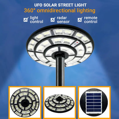 Lighteme 2500W Solar-Außenleuchte UFO Gartenmast und Wandstraßenlaternen für Haus, Hof, Bauernhäuser mit Fernbedienung