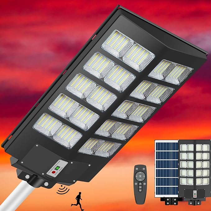 Lighteme 800W kommerzielle Solar-Straßenlaternen, Dämmerung bis Morgengrauen, Bewegungssensor, 75000LM für die Straße mit Fernbedienung