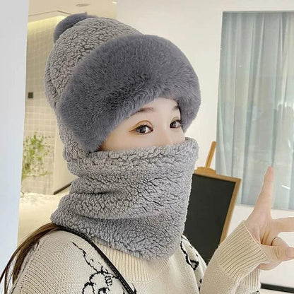 Lighteme Damen-Kombination aus Beanie und Schal mit Wackelkopfmuster