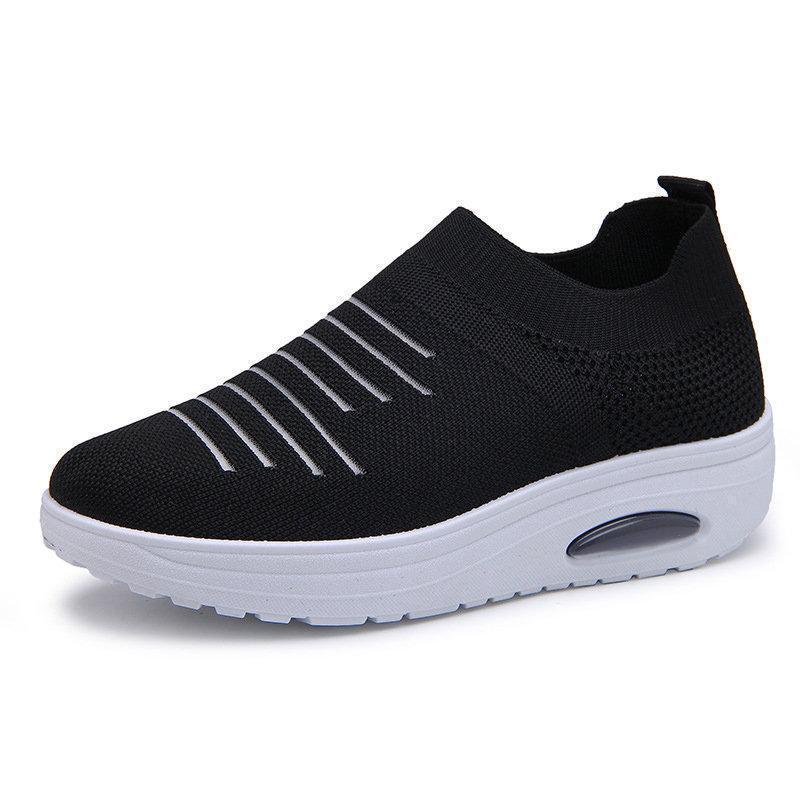 Ihrtrade Women's Mesh Cushioned Slip On Platform Casual Sock Shoes