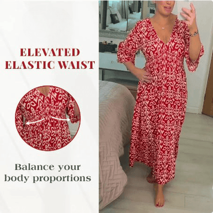 Lighteme – Maxikleid mit V-Ausschnitt und Boho-Print