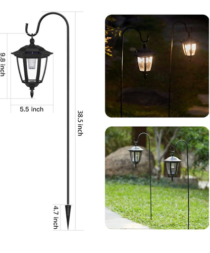 Lighteme Solar-Hängeleuchten, doppelt verwendbar, Hirtenhaken-Leuchten für den Außenbereich, 4er-Pack 