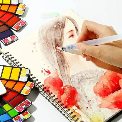 Tragbares Aquarellfarben-Set von Lighteme mit Wasserpinselstift