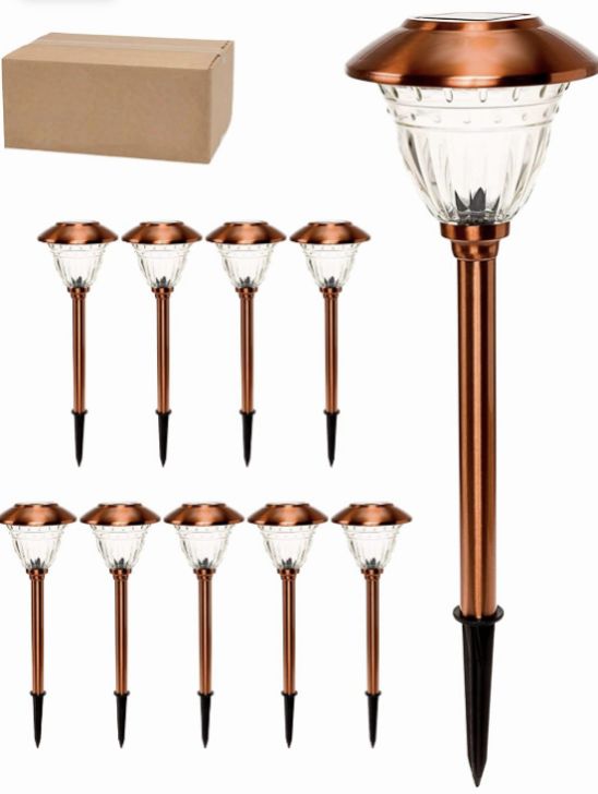 Lighteme 10er-Pack Solar-LED-Wegeleuchten für den Außenbereich, Edelstahl 