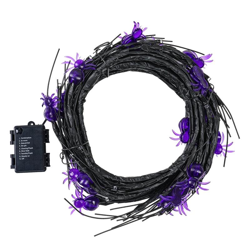 Guirlande lumineuse Halloween en forme d'araignée violette Lighteme