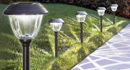 Lighteme 10er-Pack Solar-Wege-LED-Leuchten für den Außenbereich, 15 Lumen, Edelstahl 