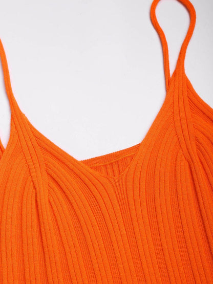 Lighteme Orange Damen Sommerkleid