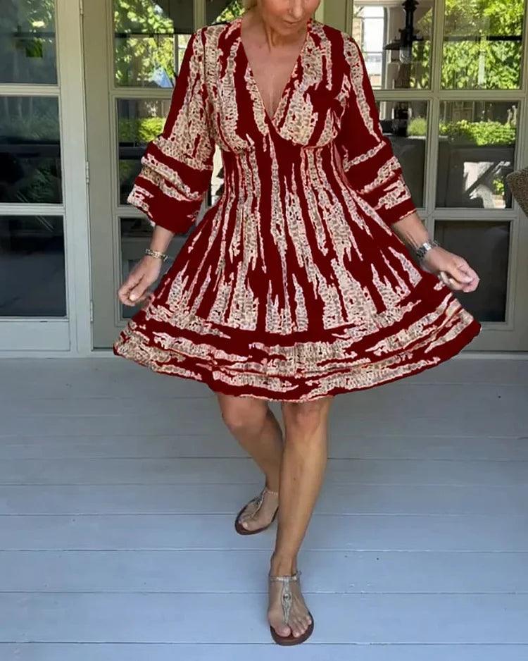 Lighteme Maxikleid im Bohemian-Stil mit V-Ausschnitt
