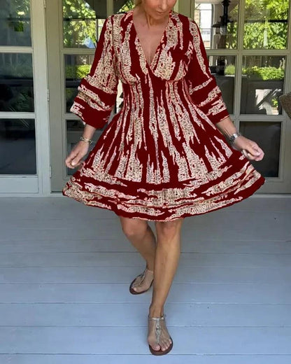 Lighteme Maxikleid im Bohemian-Stil mit V-Ausschnitt