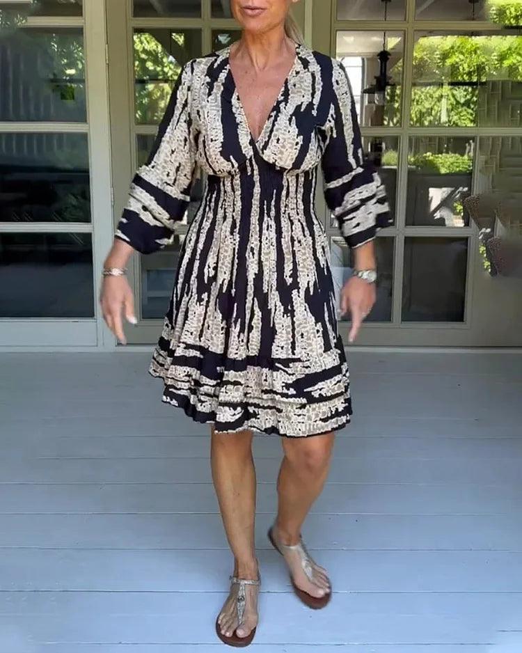 Lighteme Maxikleid im Bohemian-Stil mit V-Ausschnitt