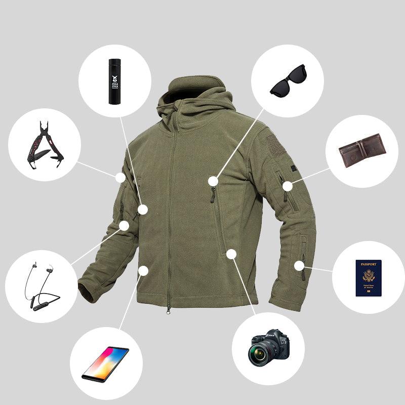 Lighteme Warmer Fleece-Mantel mit Kapuze für taktische Militärjacke