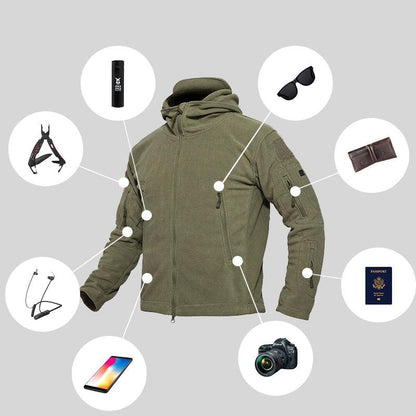 Lighteme Warmer Fleece-Mantel mit Kapuze für taktische Militärjacke