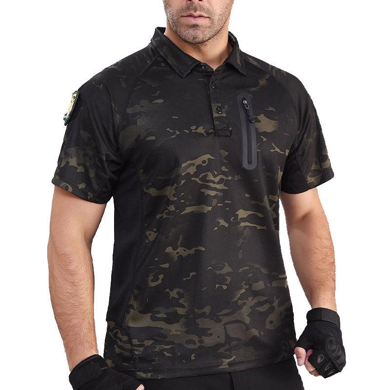 Lighteme Herren-Battle-Top, kurzärmlig, schnelltrocknend, kahki