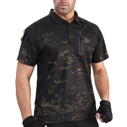 Lighteme Herren-Battle-Top, kurzärmlig, schnelltrocknend, kahki