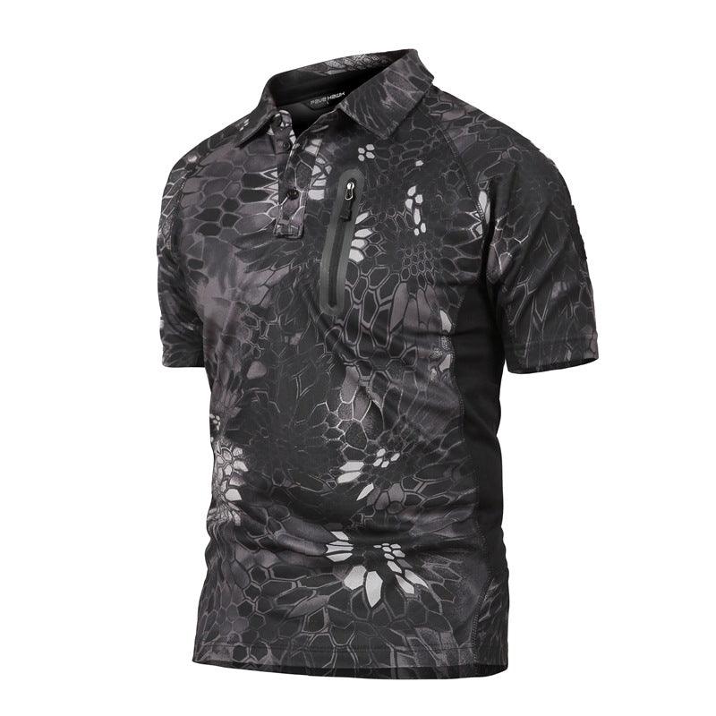 Lighteme Herren-Battle-Top, kurzärmlig, schnelltrocknend, kahki