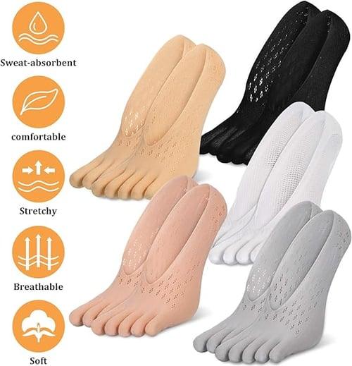 Chaussettes respirantes ultra-fines à cinq orteils Lighteme | Lot de 5 paires