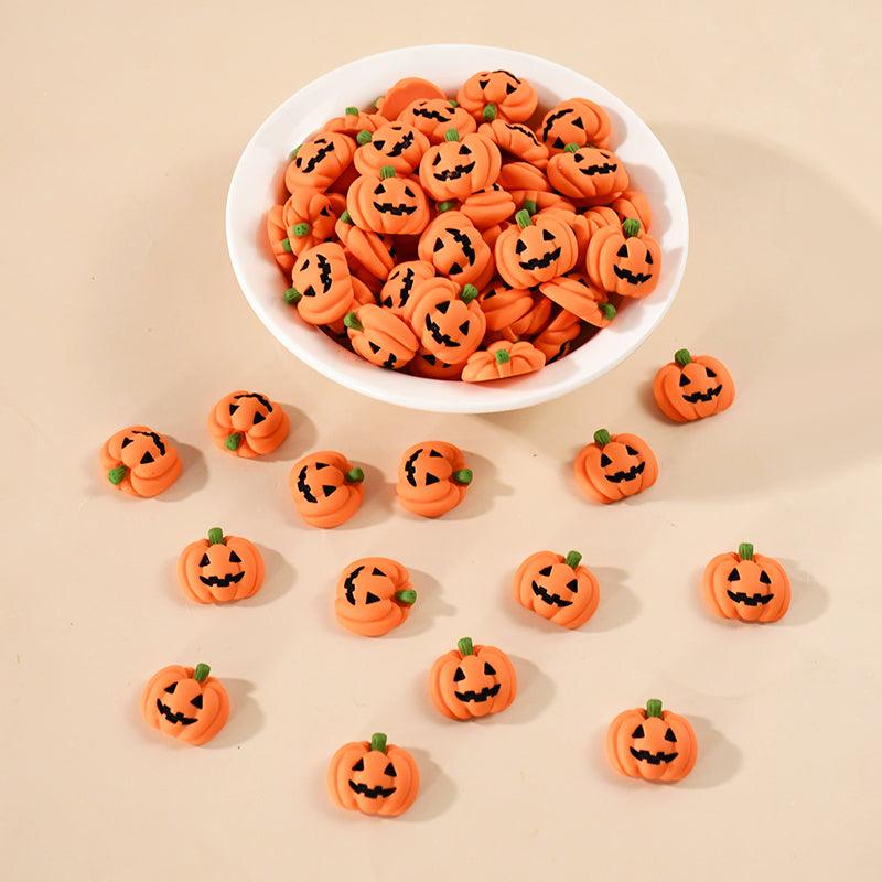 Lighteme 20 Stück Miniatur-Halloween-Kürbisse aus Kunstharz mit flacher Rückseite