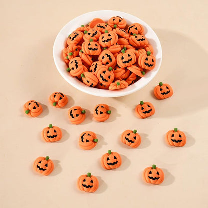 Lighteme 20 Stück Miniatur-Halloween-Kürbisse aus Kunstharz mit flacher Rückseite