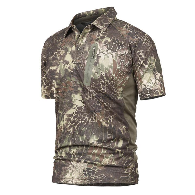 Lighteme Herren-Battle-Top, kurzärmlig, schnelltrocknend, kahki
