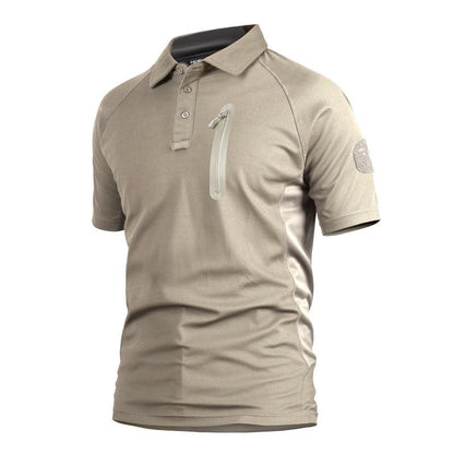 Lighteme Herren-Battle-Top, kurzärmlig, schnelltrocknend, kahki
