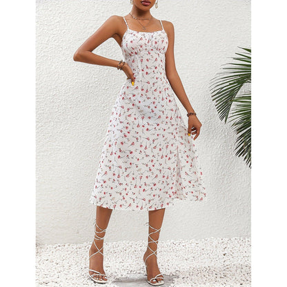 Lighteme – Maxikleid mit Punktemuster, sexy Schlitz und Strumpfhaltern