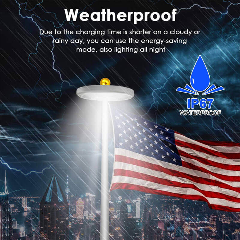 Lighteme Flagpole Solar Light 4640 Lumen 12000mAh Rechargeable Battery Flag Pole Light Solar Powered