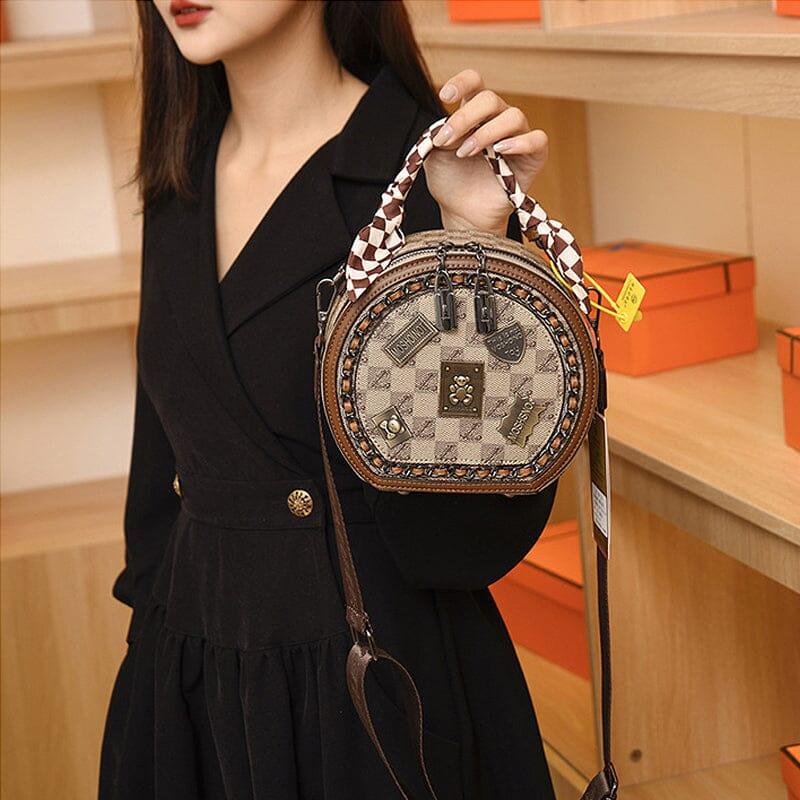 Lighteme Damen Lederhandtasche - Retro Leder Umhängetasche