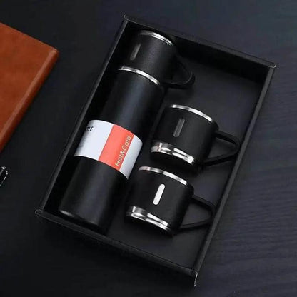 Lighteme Edelstahl-Vakuum-Thermo-Reiseflasche und Becher-Set