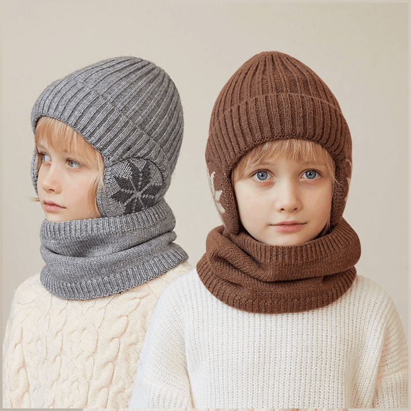 Bonnet chauffant Lighteme pour l'hiver, bonnet, écharpe, ensemble bonnet en tricot chaud