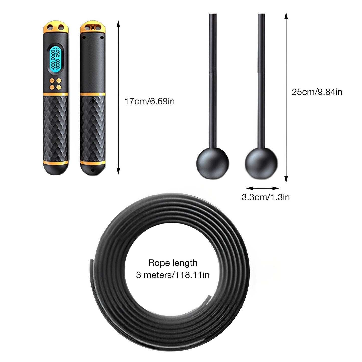 Lighteme Springseil in Form eines Springseils – verstellbares digitales Zählseil und Vibrationserinnerung für Fitness, Training, Workout, Fitnessstudio