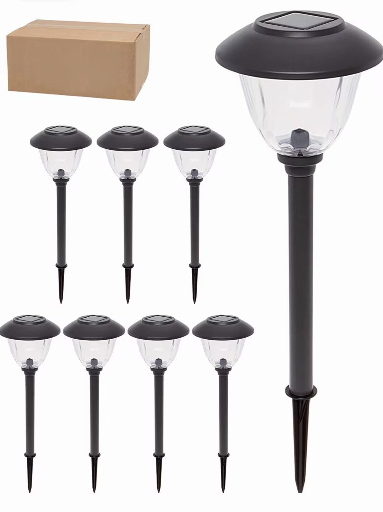 Lighteme 8 Pack Solar Pathway LED Lights Outdoor-Stainless Steel 15 Lumen
