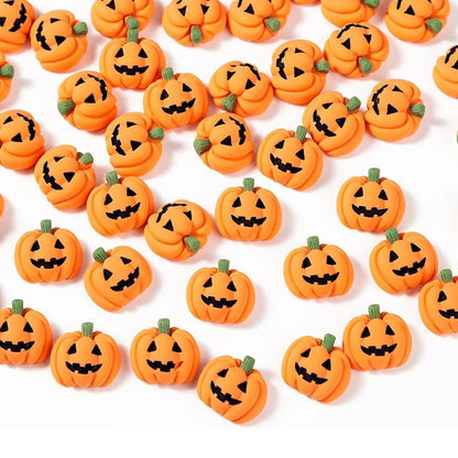 Lighteme 20 Stück Miniatur-Halloween-Kürbisse aus Kunstharz mit flacher Rückseite