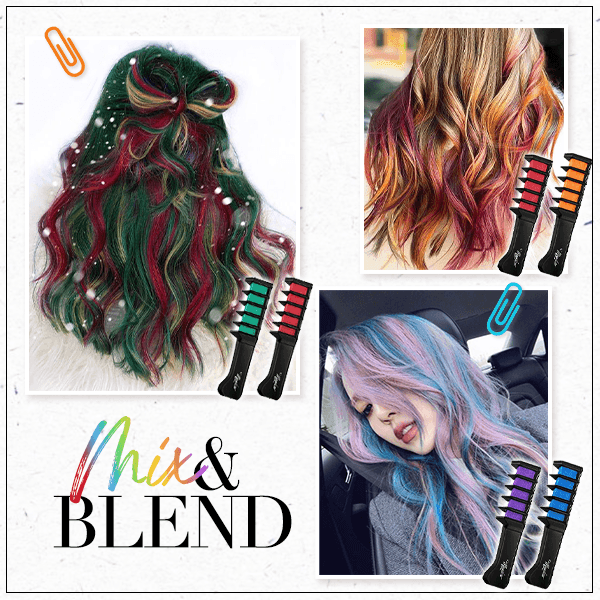 Lighteme Temporärer Haarfärbekreidekamm | Set mit 10 Farben