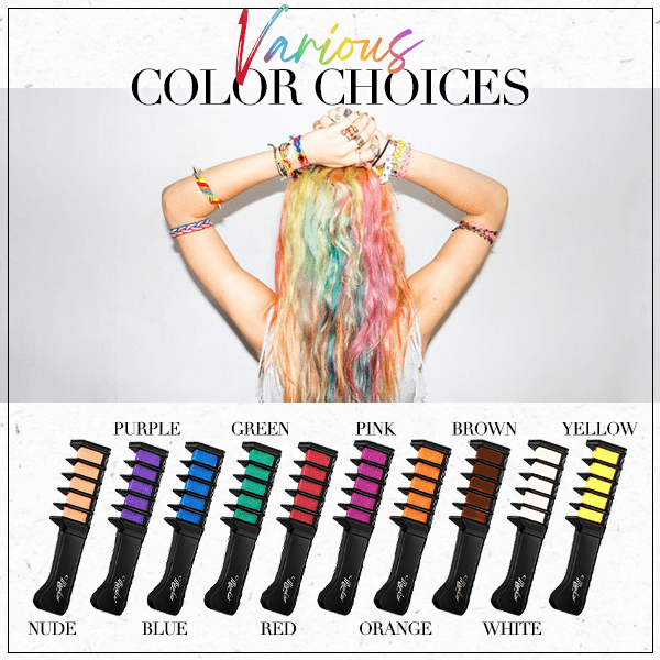 Lighteme Temporärer Haarfärbekreidekamm | Set mit 10 Farben