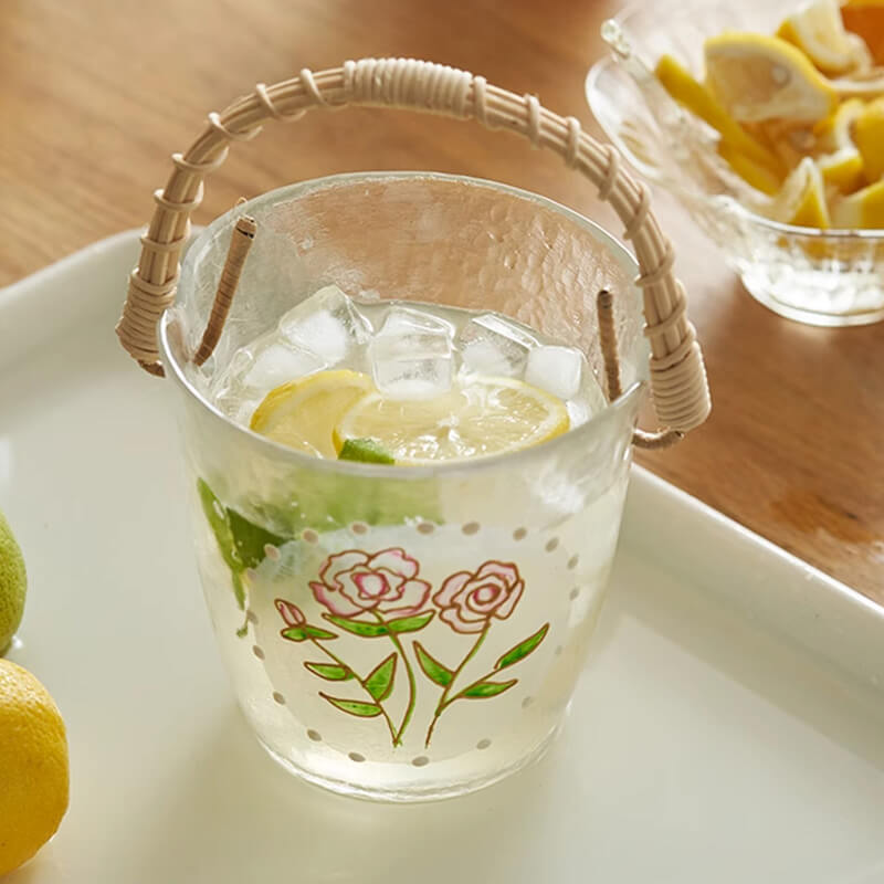 Tragbarer Eiskübel aus Glas von Lighteme aus Bambusholz