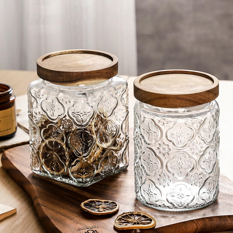 Bocal de rangement en verre gaufré Lighteme Begonia