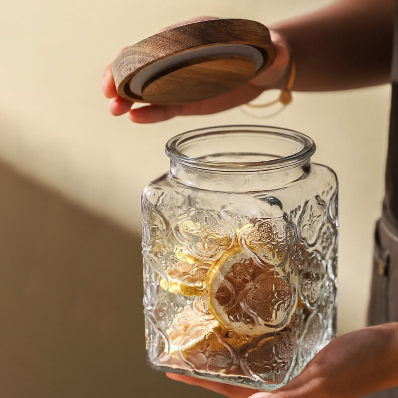 Bocal de rangement en verre gaufré Lighteme Begonia