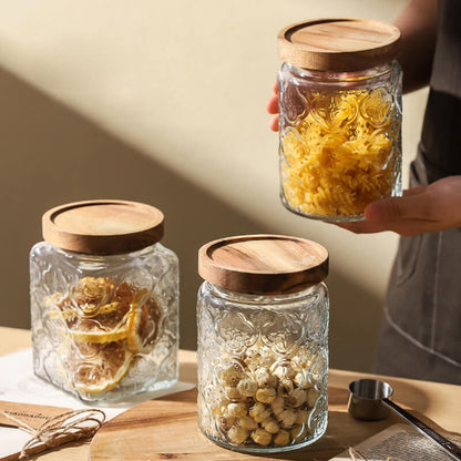 Bocal de rangement en verre gaufré Lighteme Begonia