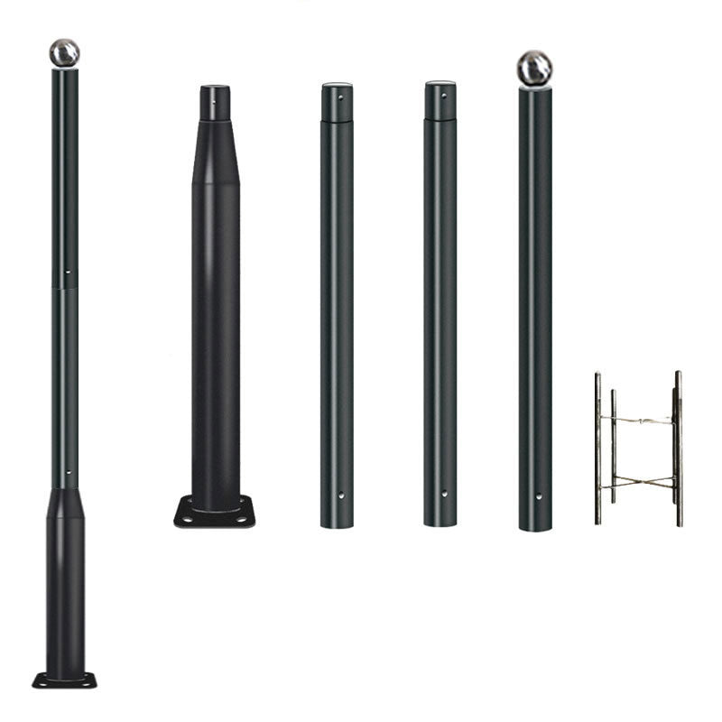 Lampadaire Lighteme de 6 m (20 pi) de qualité commerciale pour rue, stationnement et drapeau, aluminium + cage, paquet de 1