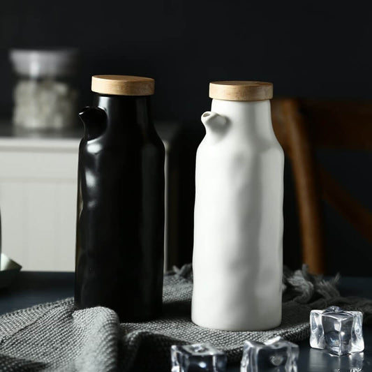 Lighteme Schwarz-Weiß-Keramik-Ölflaschen-Set