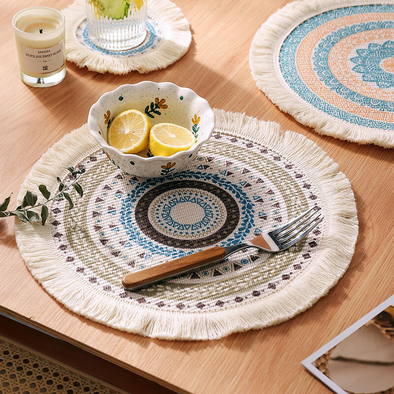 Lighteme Boho-Tischsets mit Quaste